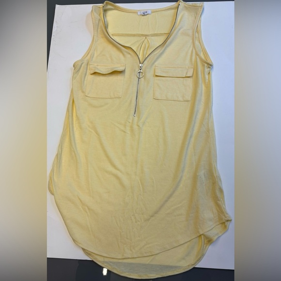 Ardene light yellow sleeveless tank tunic top w zipper detail women's size Small - Picture 2 of 9
